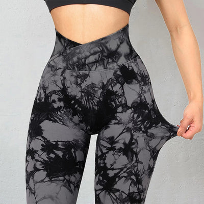 Seamless Tie Dye Leggings Women Yoga Pants Push Up Sport Fitness Running Gym Leggings - Carvan Mart