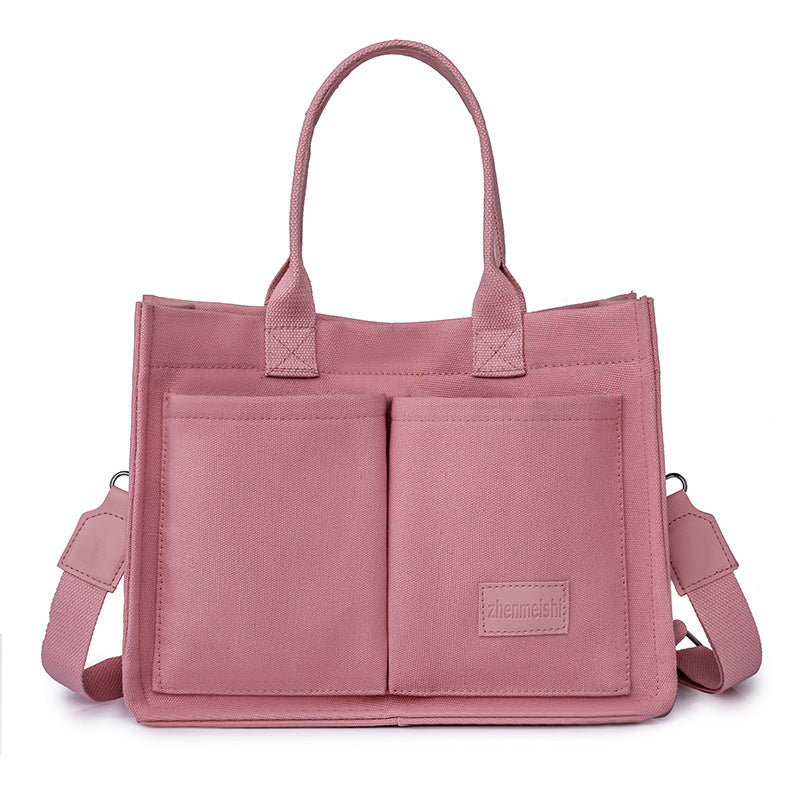 Stylish Canvas Tote Bag - Versatile and Chic - Pink - Shoulder Bags - Carvan Mart