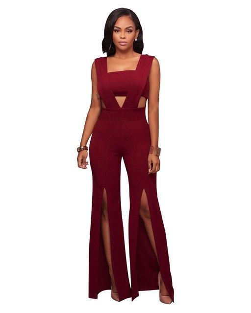 Wrap-Front Bandage Jumpsuit Dress - Carvan Mart