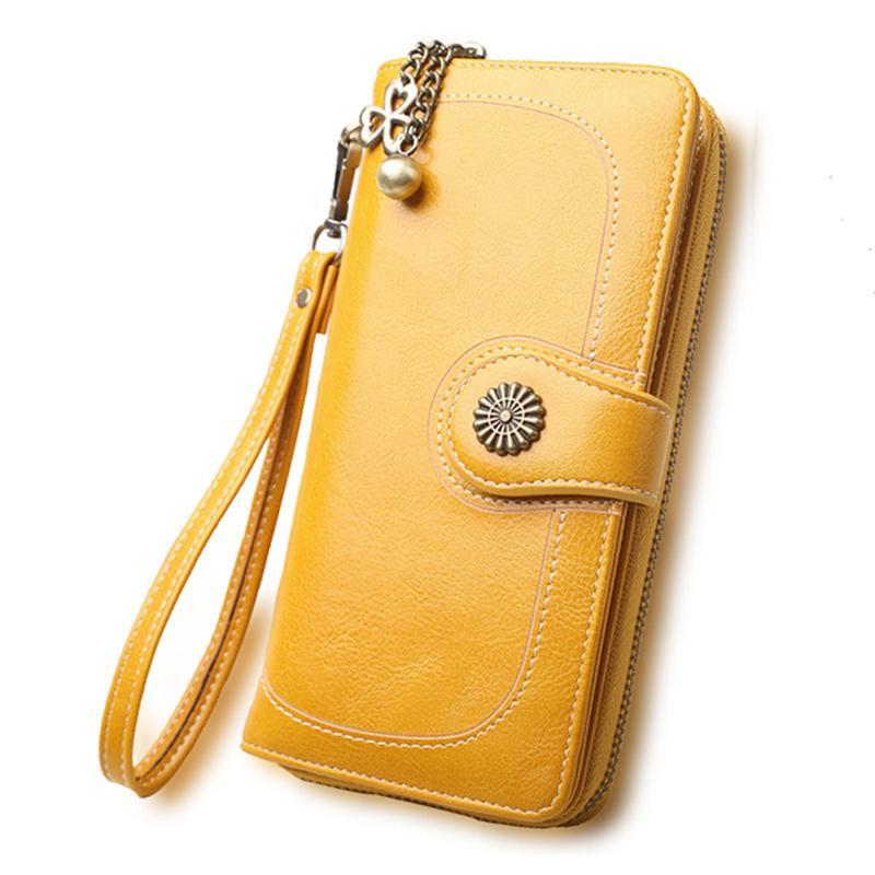 Split Leather Long Wallet for Women - Carvan Mart