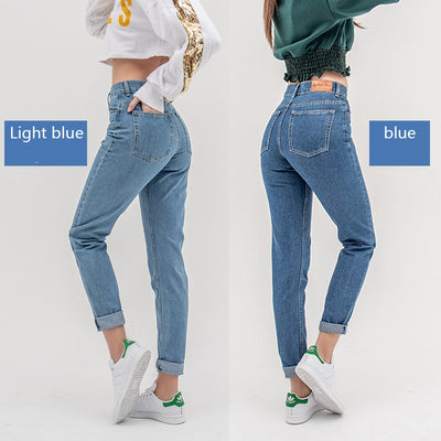 Women's High-Waisted Slim Fit Jeans - Light Blue & Blue Denim for Casual Wear - Eco-Friendly Stretch Jeans - - Women's Jeans - Carvan Mart