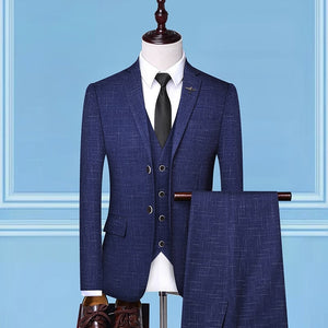 Three-piece suit for men - Navy Blue - Men Suits & Sets - Carvan Mart