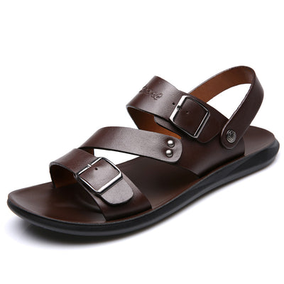 Men's leather Cowhide Sandal - Brown - Men's Sandals - Carvan Mart