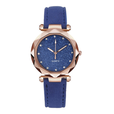 Casual Women Romantic Starry Sky Wrist Watch Leather Rhinestone Designer Ladies Clock - Carvan Mart