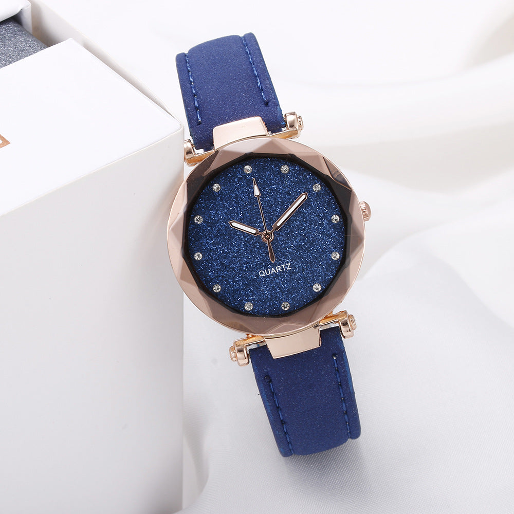 Casual Women Romantic Starry Sky Wrist Watch Leather Rhinestone Designer Ladies Clock - Carvan Mart