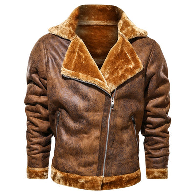 Retro Men Winter Suede Leather Jacket - Carvan Mart