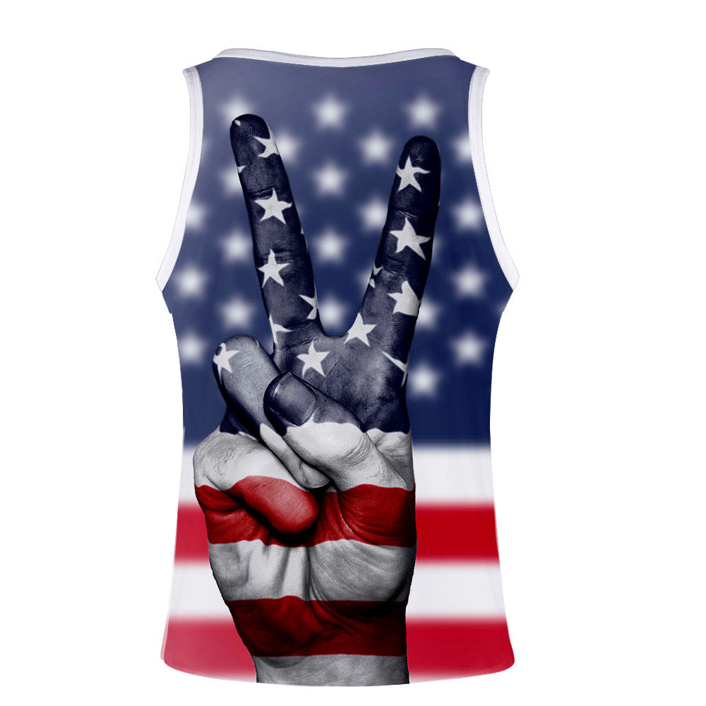 USA National Flag Print Unisex Vest - Loose Fit 3D Print Gym Tank Top - Carvan Mart