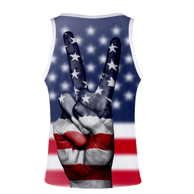 USA National Flag Print Unisex Vest - Loose Fit 3D Print Gym Tank Top - - Tops & Tees - Carvan Mart