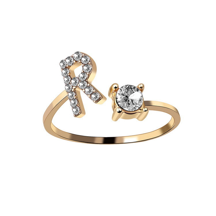 Letter Ring Fashion Jewelry Elegant Rings - Gold R - Women's Rings - Carvan Mart