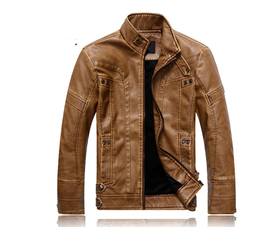 Leather Jacket - Khaki - Genuine Leather - Carvan Mart