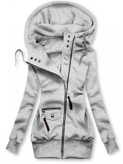 Stylish Winter Coats Stitched Drawstring Hooded Slim Fashion Jacket - 