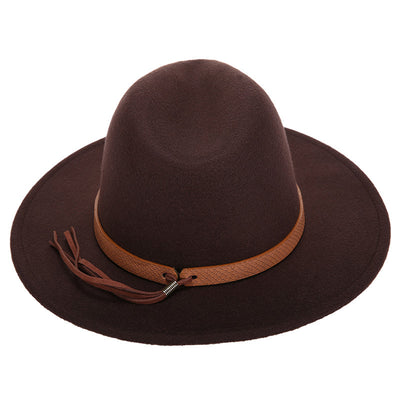 Woolen Jazz Hat Fashion Female Hat Top Hat - Coffee - Women's Hats & Caps - Carvan Mart