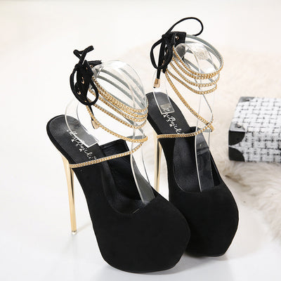 Suede Black High Heel Shoes - Carvan Mart