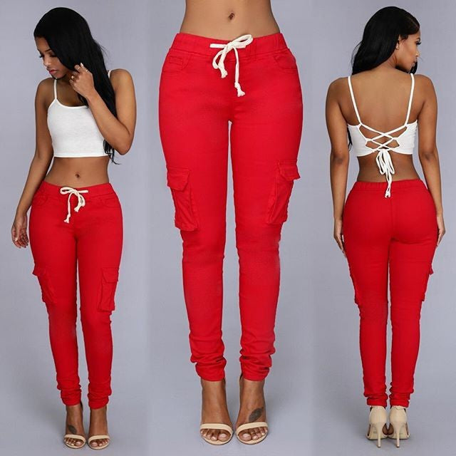 Women's Multi-bag Casual Pants - Gules - Leggings - Carvan Mart