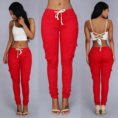 Women's Multi-bag Casual Pants - Gules - Leggings - Carvan Mart