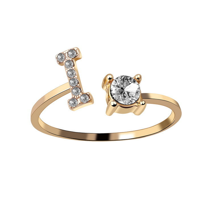 Letter Ring Fashion Jewelry Elegant Rings - Gold I - Women's Rings - Carvan Mart