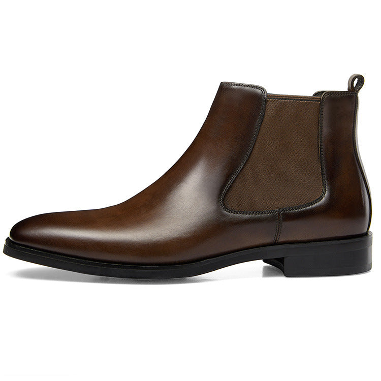 British Square Head Carved Ankle Boots - Coffee - Men's Boots - Carvan Mart