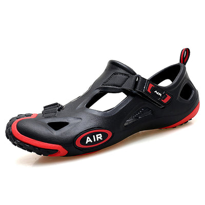 Best Lightweight Breathable Water Shoes - Nike Air Aqua Sock with Velcro - Black red - Men's Sandals - Carvan Mart