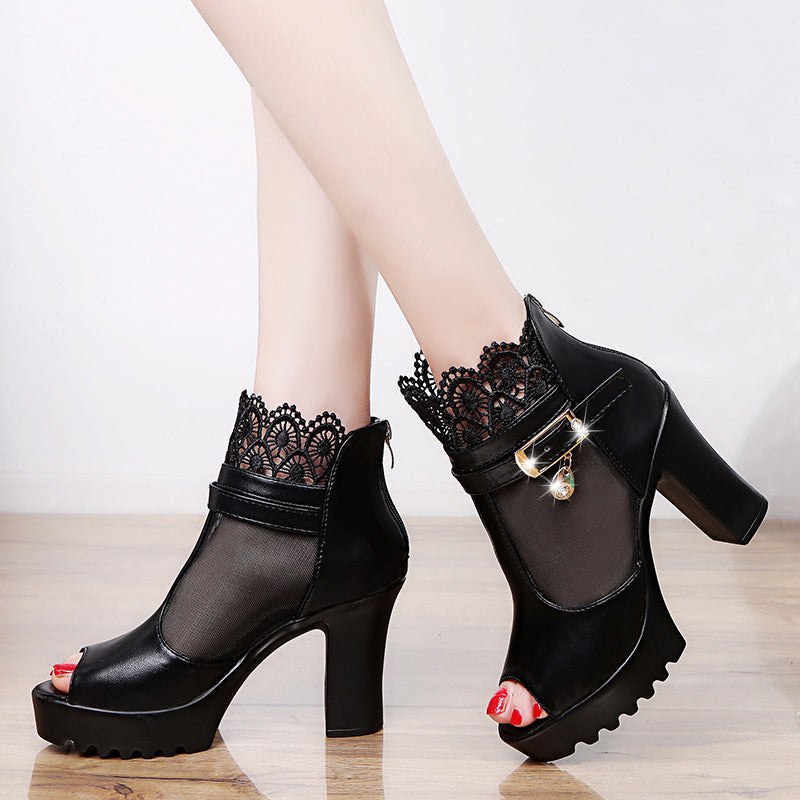 Platform High Heels Square Heel Sandals For Women - Carvan Mart