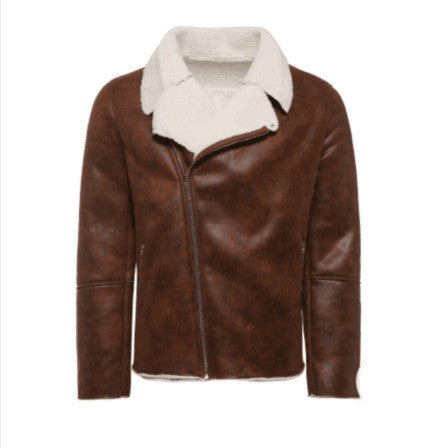 Faux Fur Collar Faux Leather Jacket - Carvan Mart Ltd