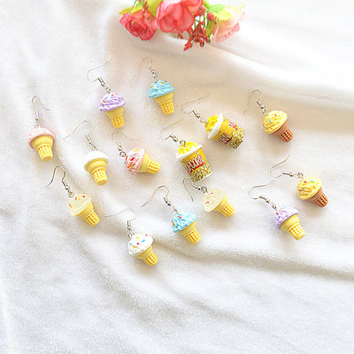 Popcorn Earrings Sweet And Cute Three-dimensional Ice Cream Cone Earrings - 