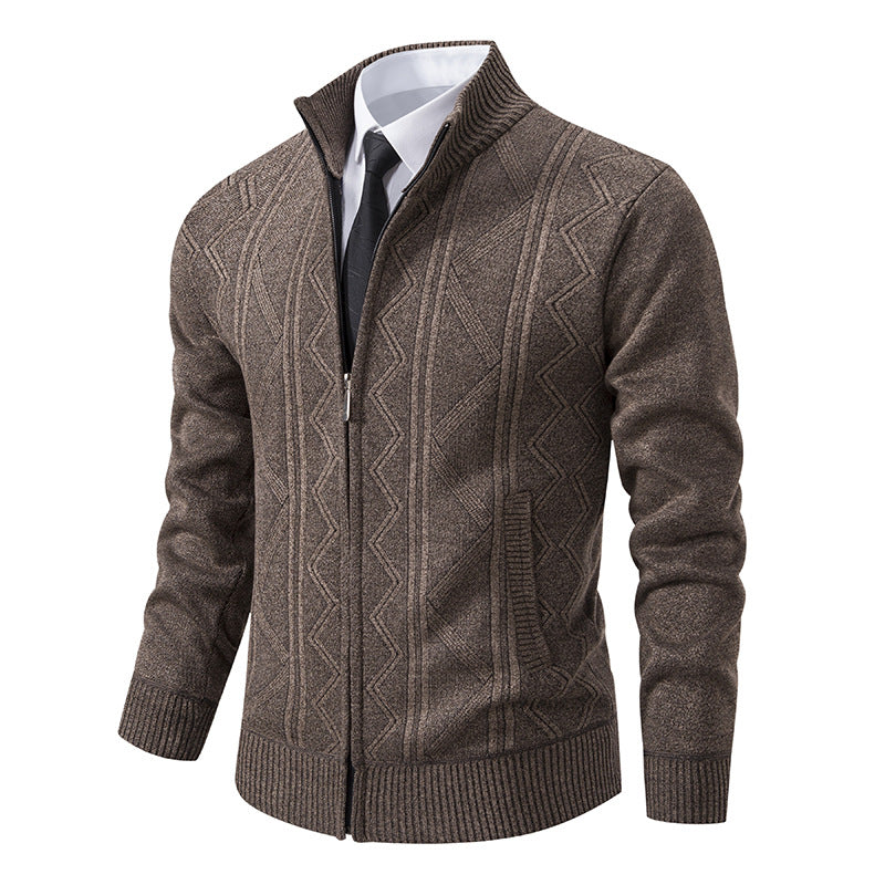 Winter Men Woolen Sweater Men's Cardigan Coat Stand Collar - - Men's Sweaters - Carvan Mart