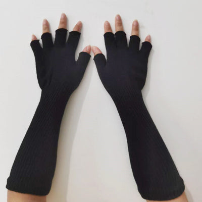 Fashion Elastic Solid Color Cold-proof Warm Half Finger Gloves - Carvan Mart