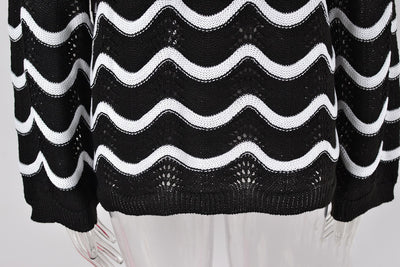 Women's Knitwear Long Sleeve Stitching Sweater - Carvan Mart