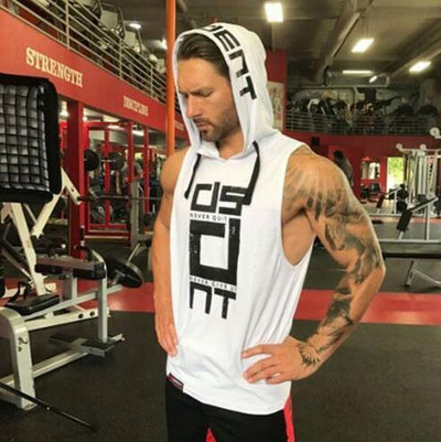 Mens Summer Sleeveless Hoodies - White - Men's Shirts - Carvan Mart