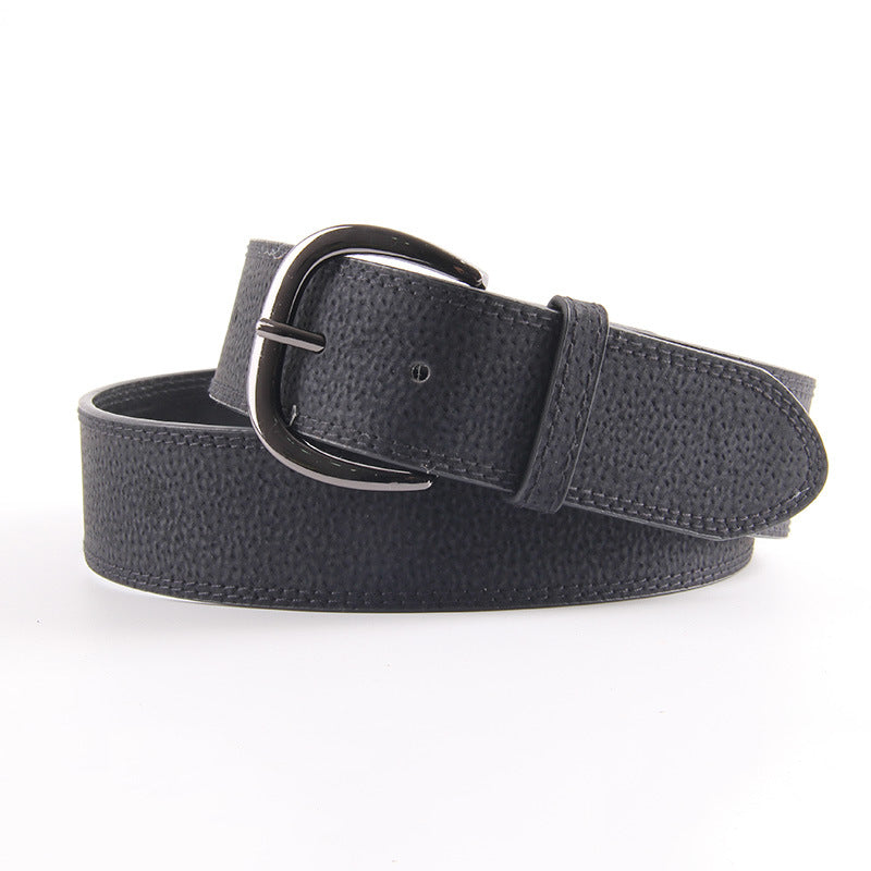 Ladies alloy pin buckle frosted decorative belt - Black - Belts & Cummerbunds - Carvan Mart