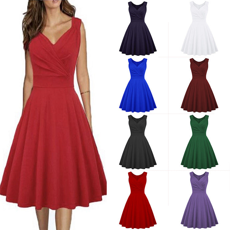 Women's Light V-Neck Cocktail Dress - Elegant Polyester Dress with Lining - - Cocktail Dresses - Carvan Mart