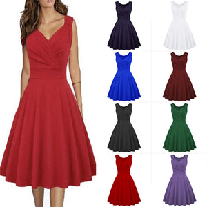 Women's Light V-Neck Cocktail Dress - Elegant Polyester Dress with Lining - Carvan Mart