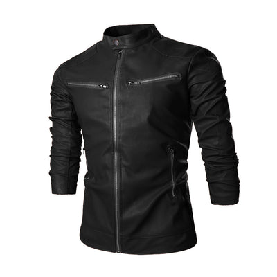 Korean Mens Leather Jacket Motorcycle Jacket Men - Carvan Mart