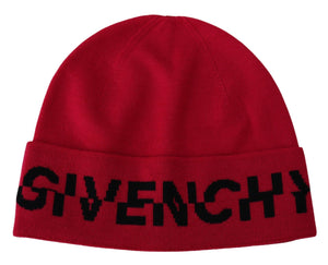 Givenchy Elegant Wool Beanie with Signature Contrast Logo - - - Givenchy