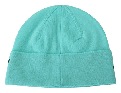 Givenchy Aquamarine Green Wool Beanie with Signature Logo - - - Givenchy