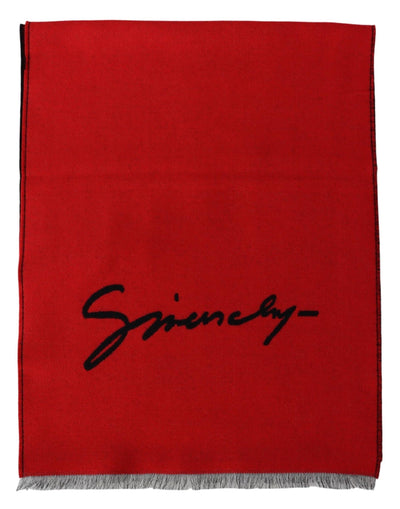 Givenchy Elegant Red Wool Blend Unisex Scarf - - - Givenchy