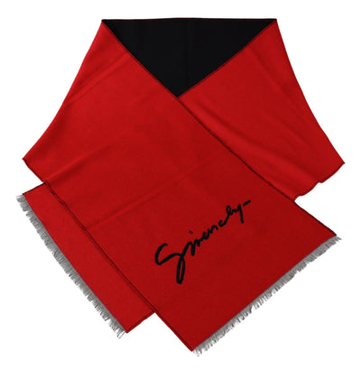 Givenchy Elegant Red Wool Blend Unisex Scarf - - - Givenchy