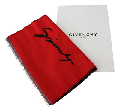 Givenchy Elegant Red Wool Blend Unisex Scarf - - - Givenchy