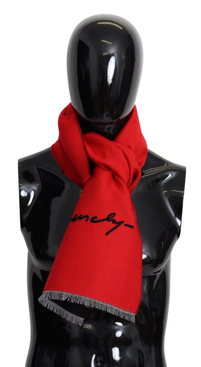 Givenchy Elegant Red Wool Blend Unisex Scarf - - - Givenchy