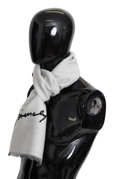 Givenchy Elegant Monochrome Wool-Silk Blend Scarf - - - Givenchy