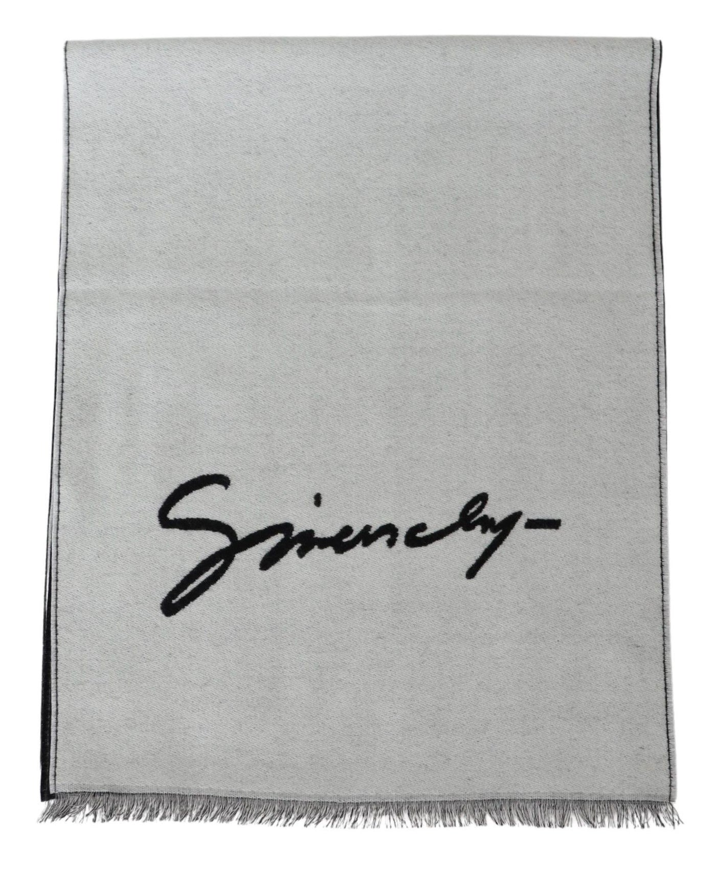 Givenchy Elegant Monochrome Wool-Silk Blend Scarf - - - Givenchy