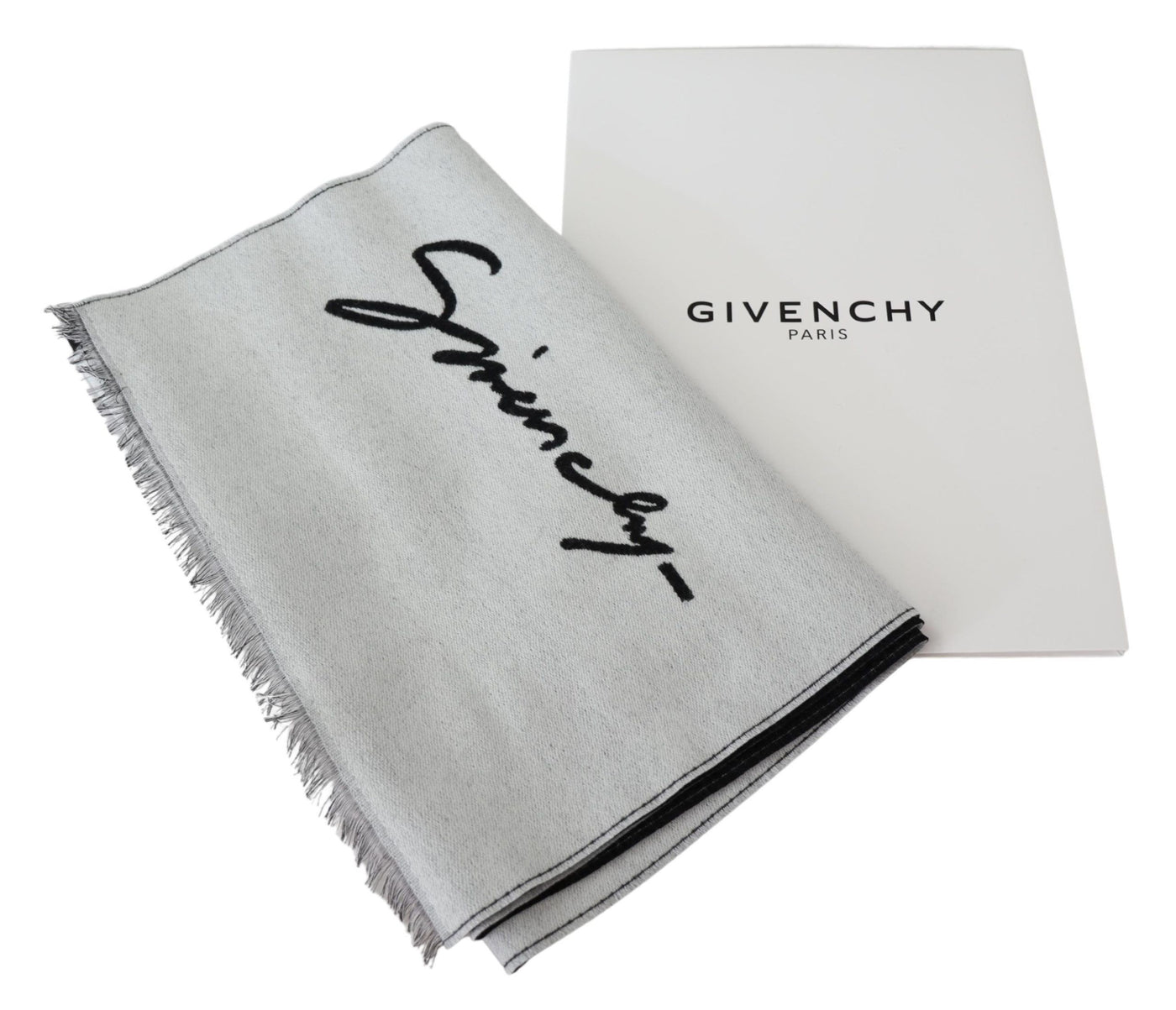 Givenchy Elegant Monochrome Wool-Silk Blend Scarf - - - Givenchy