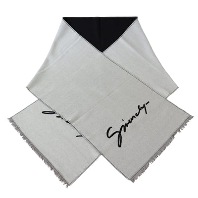 Givenchy Elegant Monochrome Wool-Silk Blend Scarf - - - Givenchy