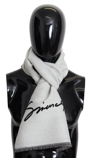 Givenchy Elegant Monochrome Wool-Silk Blend Scarf - - - Givenchy