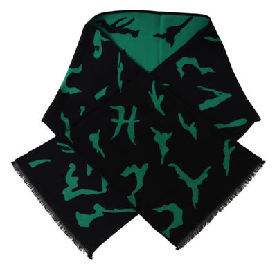 Givenchy Elegant Wool Silk Black Unisex Scarf - - - Givenchy