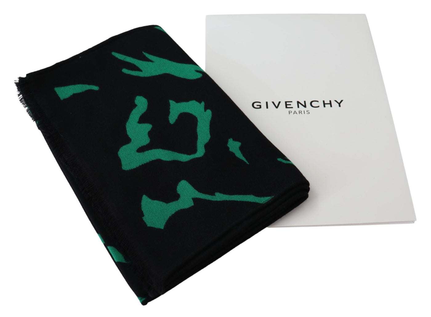 Givenchy Elegant Wool Silk Black Unisex Scarf - - - Givenchy