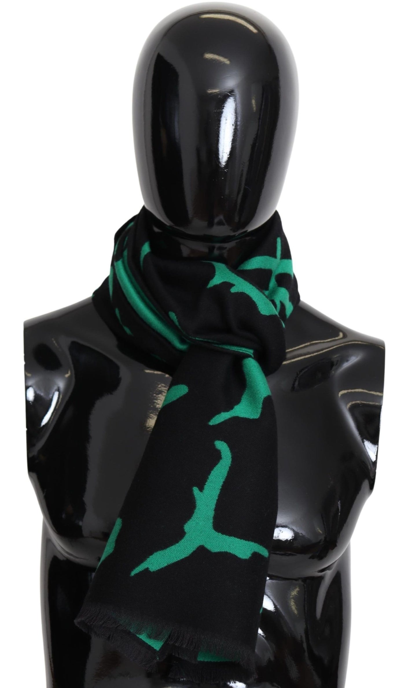 Givenchy Elegant Wool Silk Black Unisex Scarf - - - Givenchy