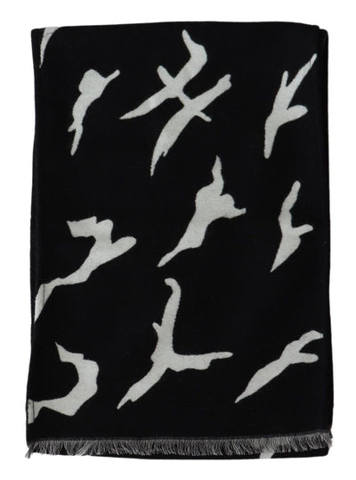 Givenchy Elegant Unisex Wool-Silk Scarf in Black & White - - - Givenchy