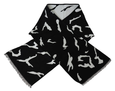 Givenchy Elegant Unisex Wool-Silk Scarf in Black & White - - - Givenchy