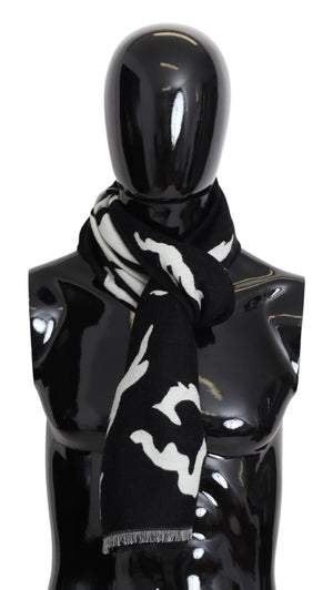 Givenchy Elegant Unisex Wool-Silk Scarf in Black & White - - - Givenchy